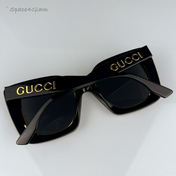 Gucci Women Sunglasses Black Gold Grey Cat Eye GG1151S 001 NEW AUTHENTIC main image 8